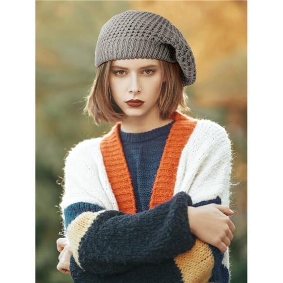 3 Pcs Women\'s Soft Slouchy Crochet Beret Chic Cutout Beret Hats